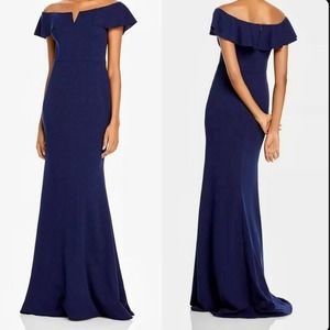 Aqua Women's Blue Off The Shoulder Evening Gown Dress Size 2 NEW!!